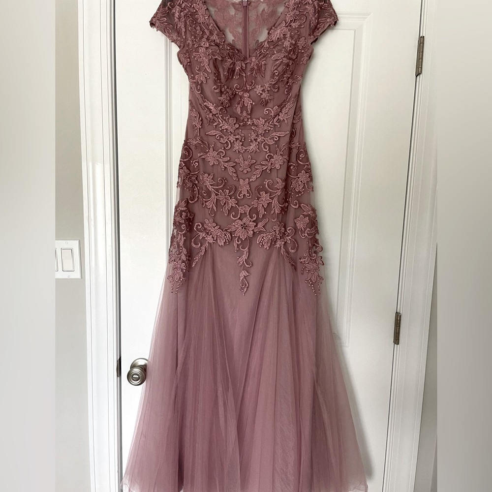 Azazie dusty rose long formal dress.